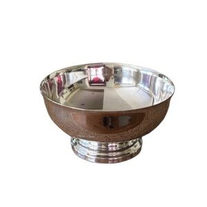 Vintage Silver on Copper Silverplate Large Pedestal Round Bowl